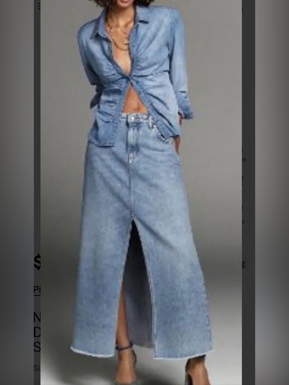 Anthropologie Pilcro Maxi Denim Skirt Madi Front Slit Denim 10